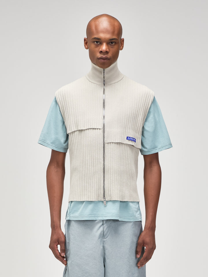Panel Knit Vest Bone